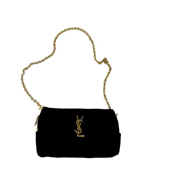 YSL makeup black velvet golden logo evening bag - Picture 4 of 8